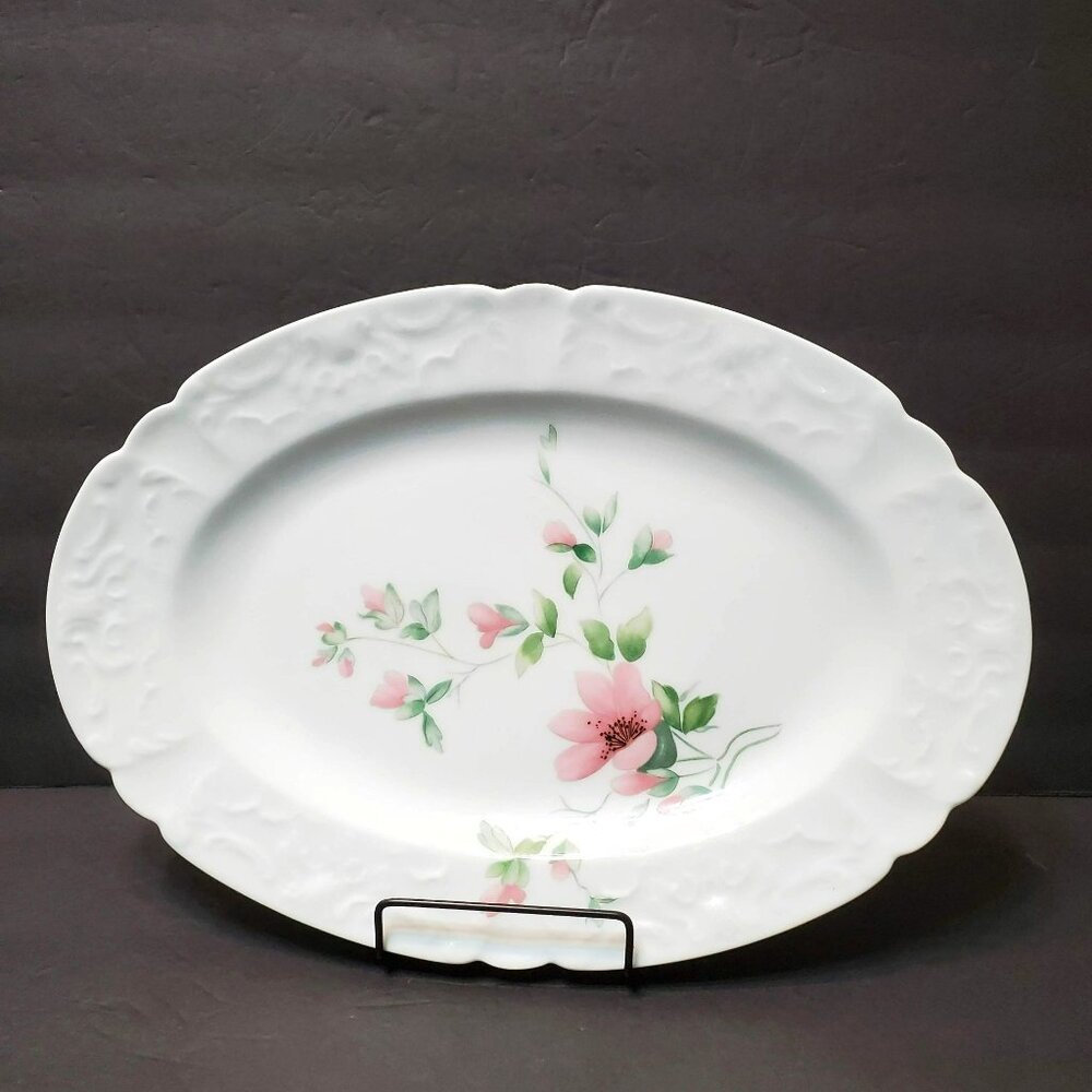 Rare Vintage Limoges China Serving Platter, Porcelain Lafarge, Amandine Pattern